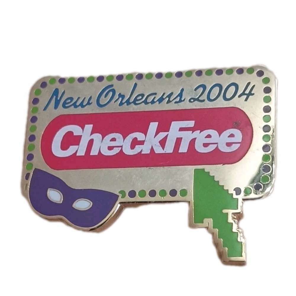 2004 eBay Live New Orleans CheckFree Advertising Enamel Hat Lapel Pin Pinback